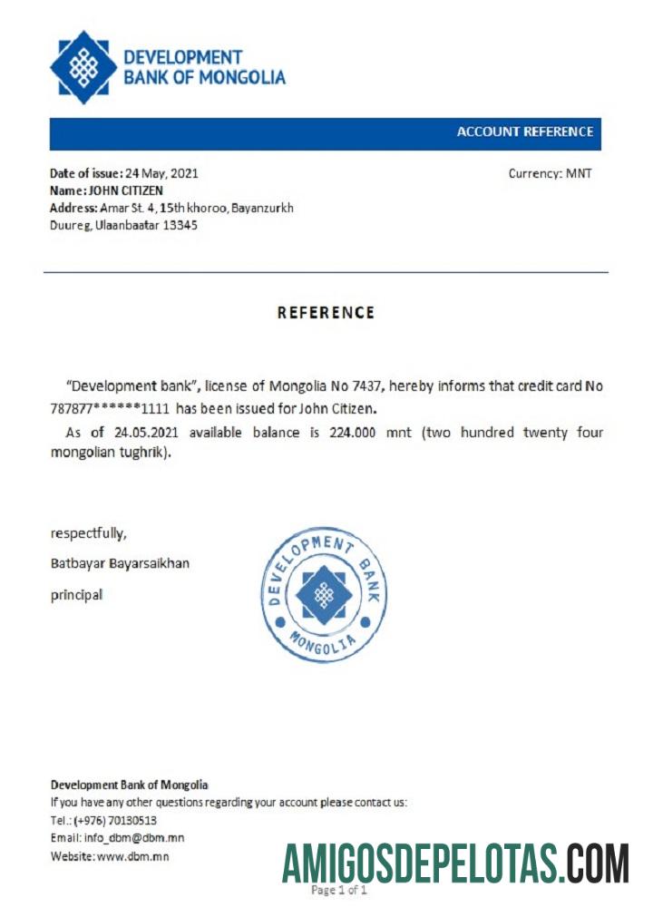 Referência do Banco de Desenvolvimento da Mongólia da Mongólia modelo